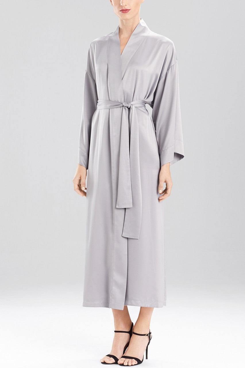 Solid Charmeuse Essentials Robe - pewter silver