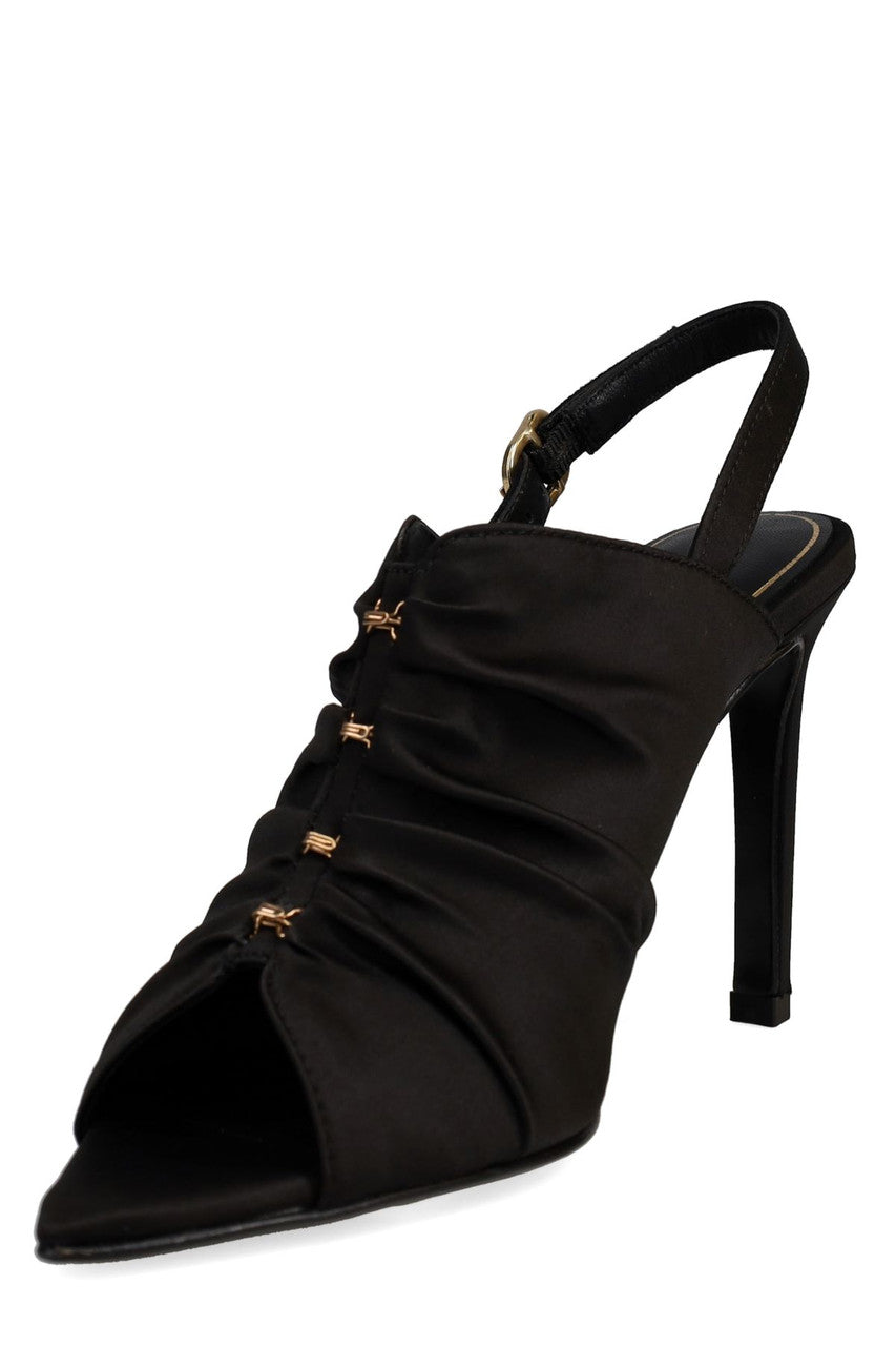 Reen Satin Open Toe Sling - Black
