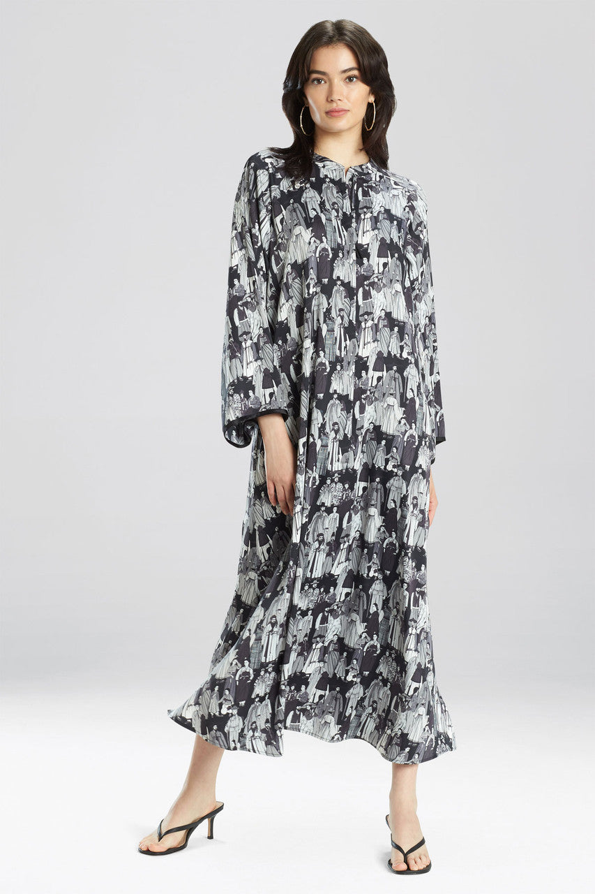 Dynasty Mandarin Zip Caftan - Black
