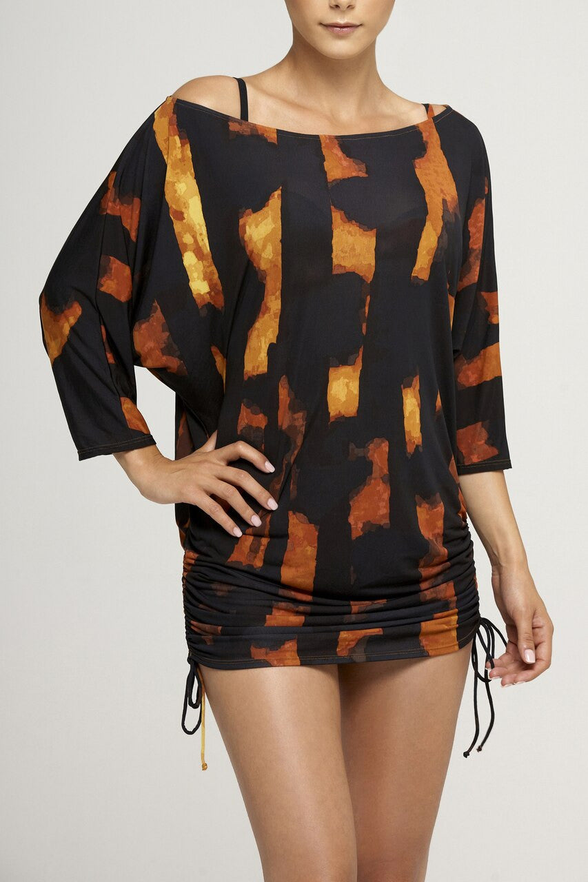 Shirred Masaka Print Tunic - masaka print