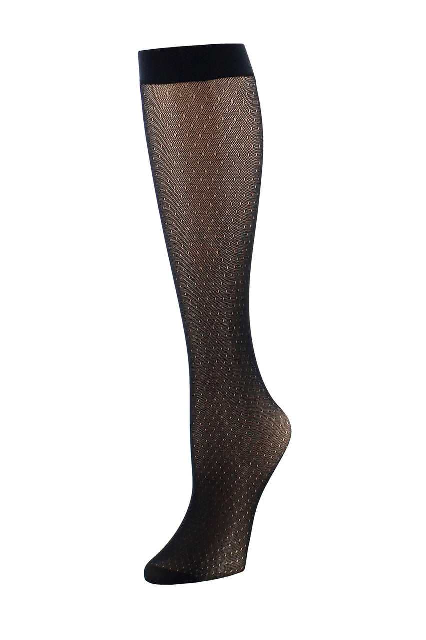 Dotted Net/Solid 2 Pair Trouser Socks - Black