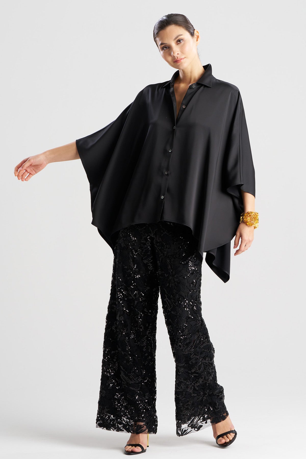 Luxe Charmeuse Button Down Caftan Shirt