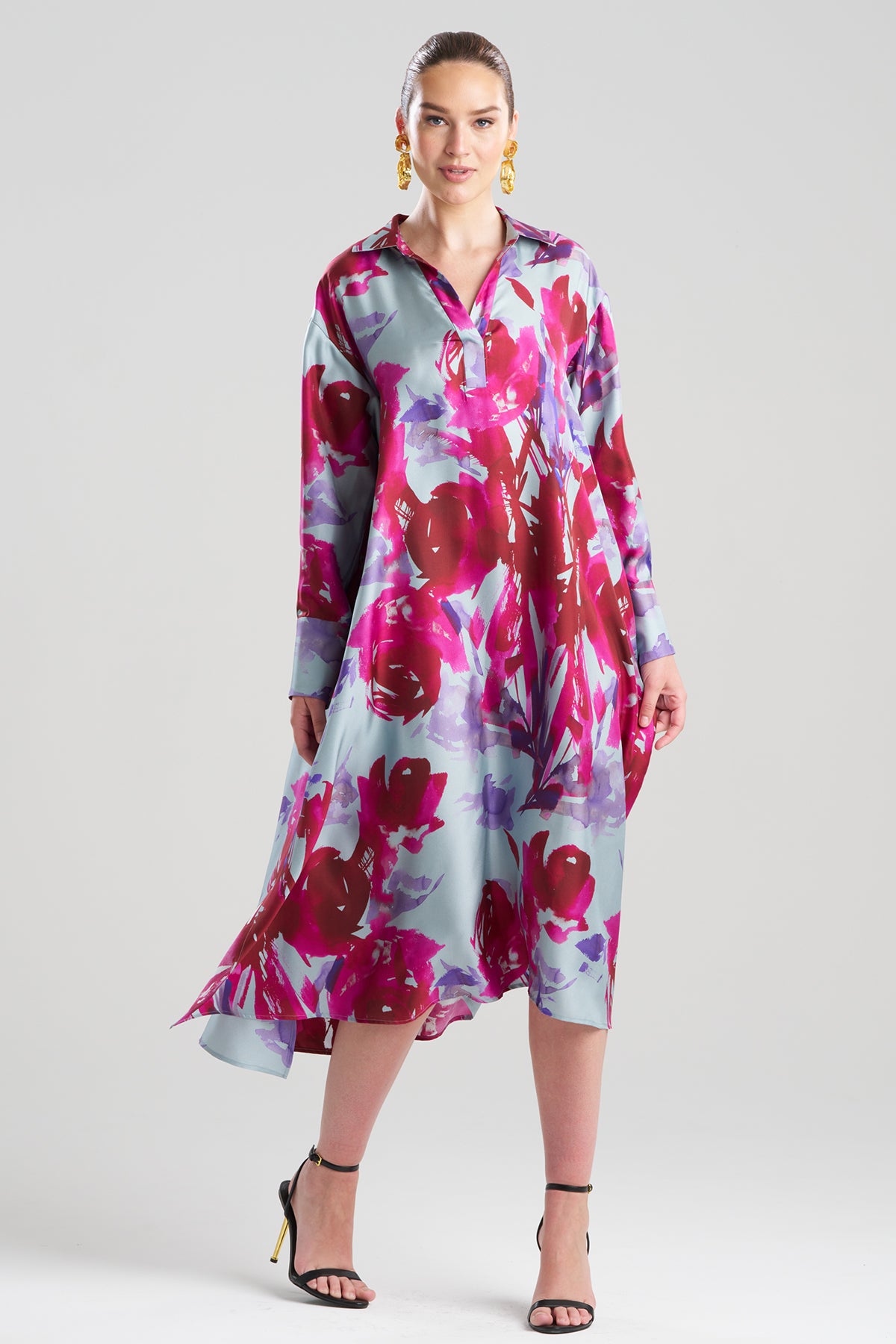 Mira Silk Twill Oversized Shirt Dress