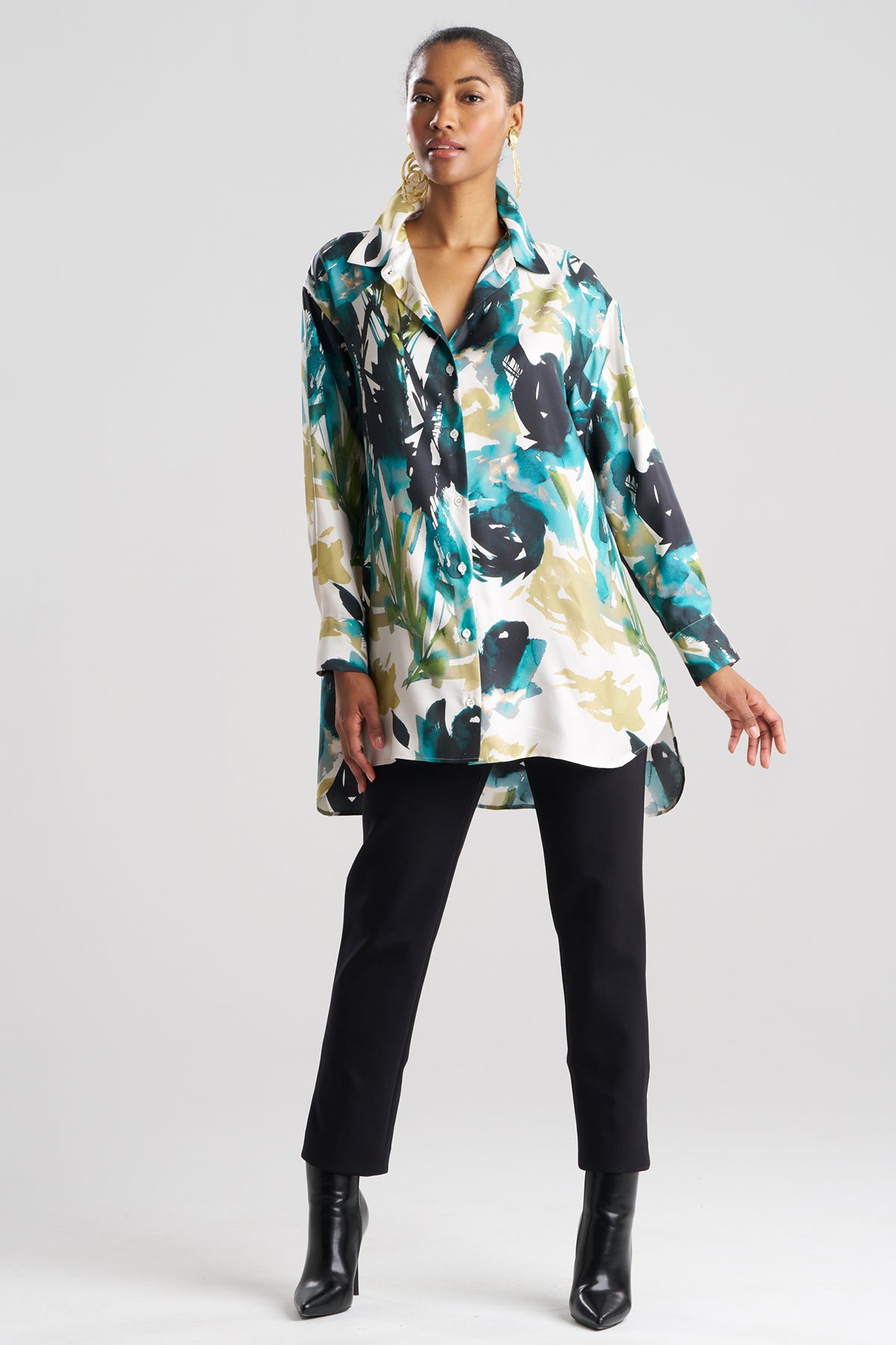 Mira Silk Twill Oversized Shirt