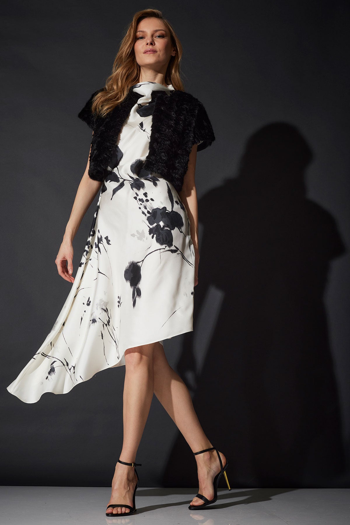 Nara Silk Twill Asymmetric Pleated Dress