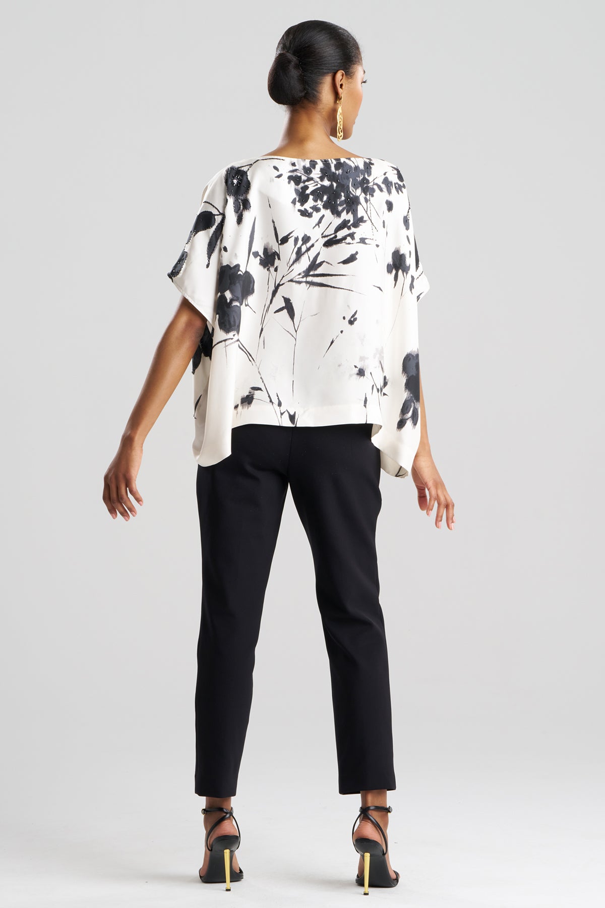 Nara Silk Twill Beaded Caftan Top