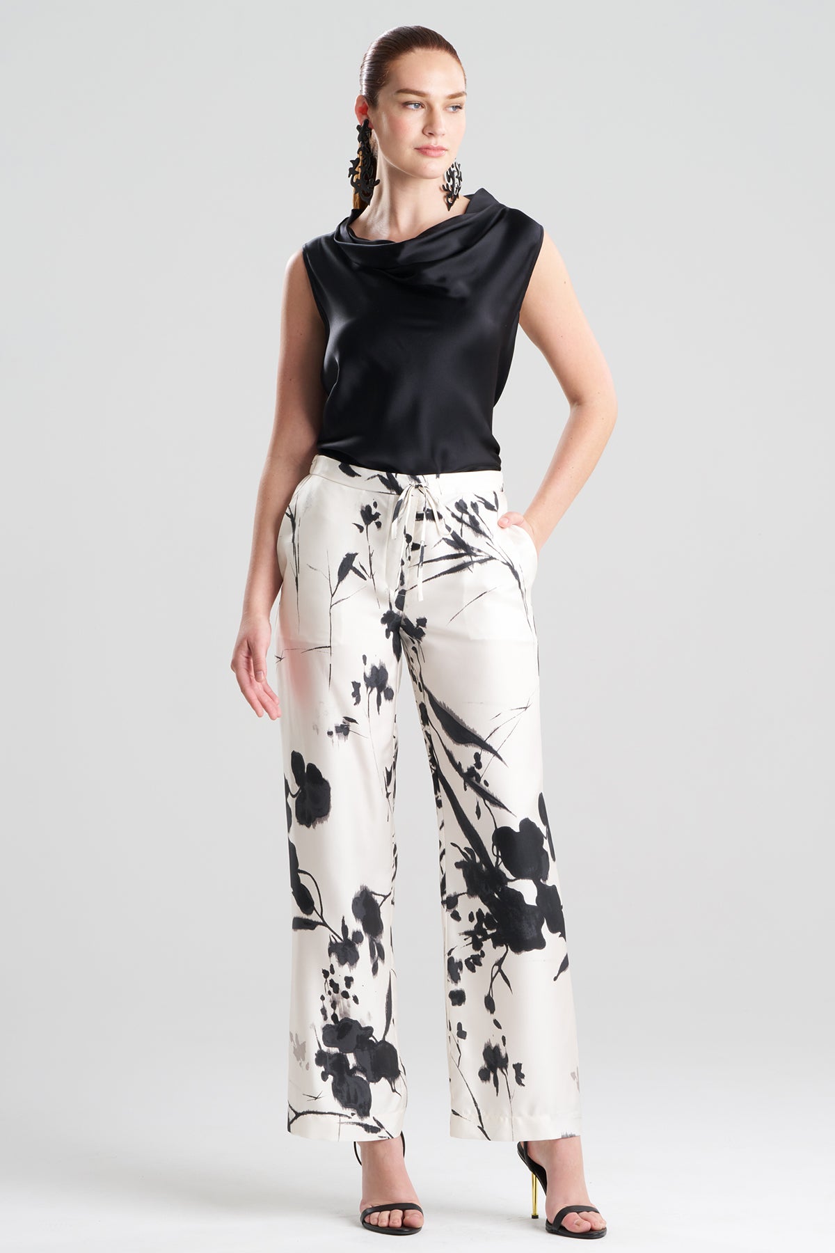 Nara Silk Twill Drawstring Pants