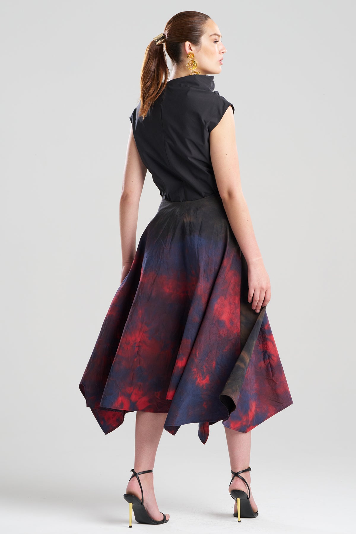 Niji Tie Dye Taffeta Origami Maxi Skirt