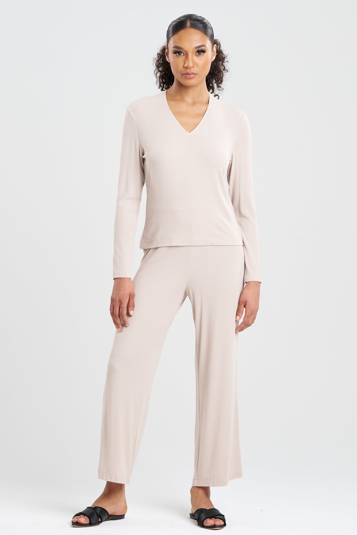 Rib Essentials V-Neck Long Sleeve PJ