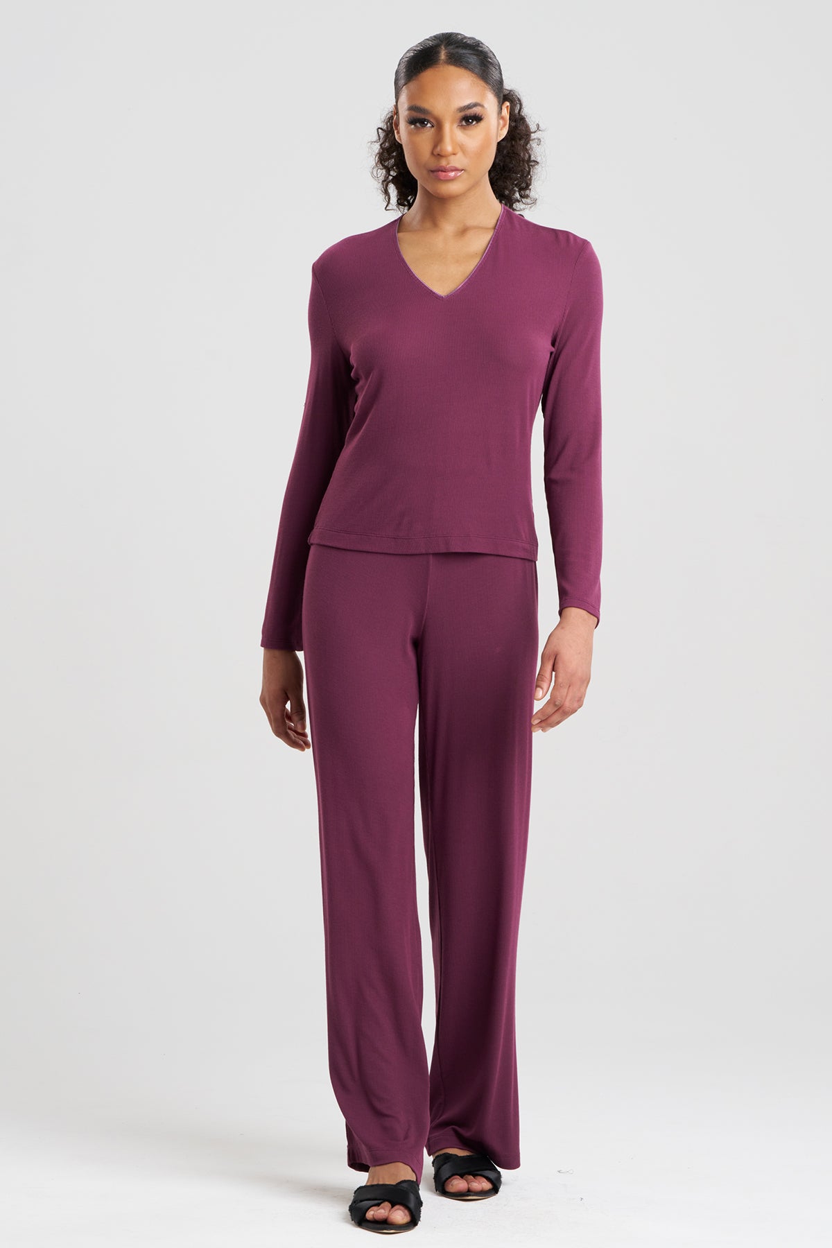 Rib Essentials V-Neck Long Sleeve PJ