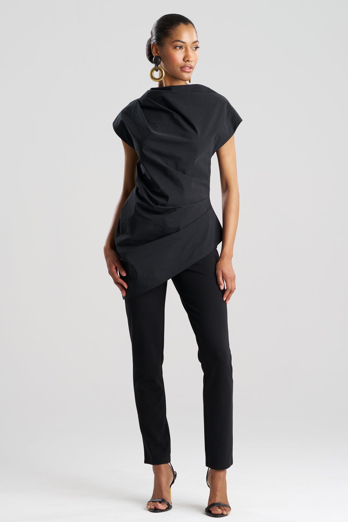 Taffeta Asymmetric Drape Top