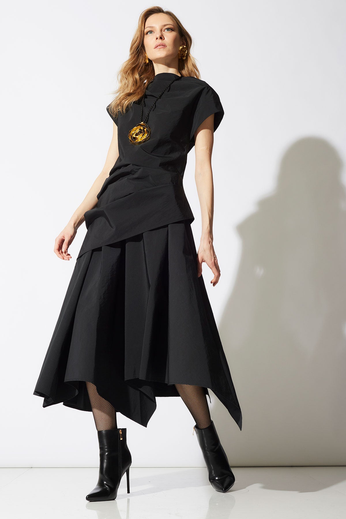 Taffeta Asymmetric Drape Top
