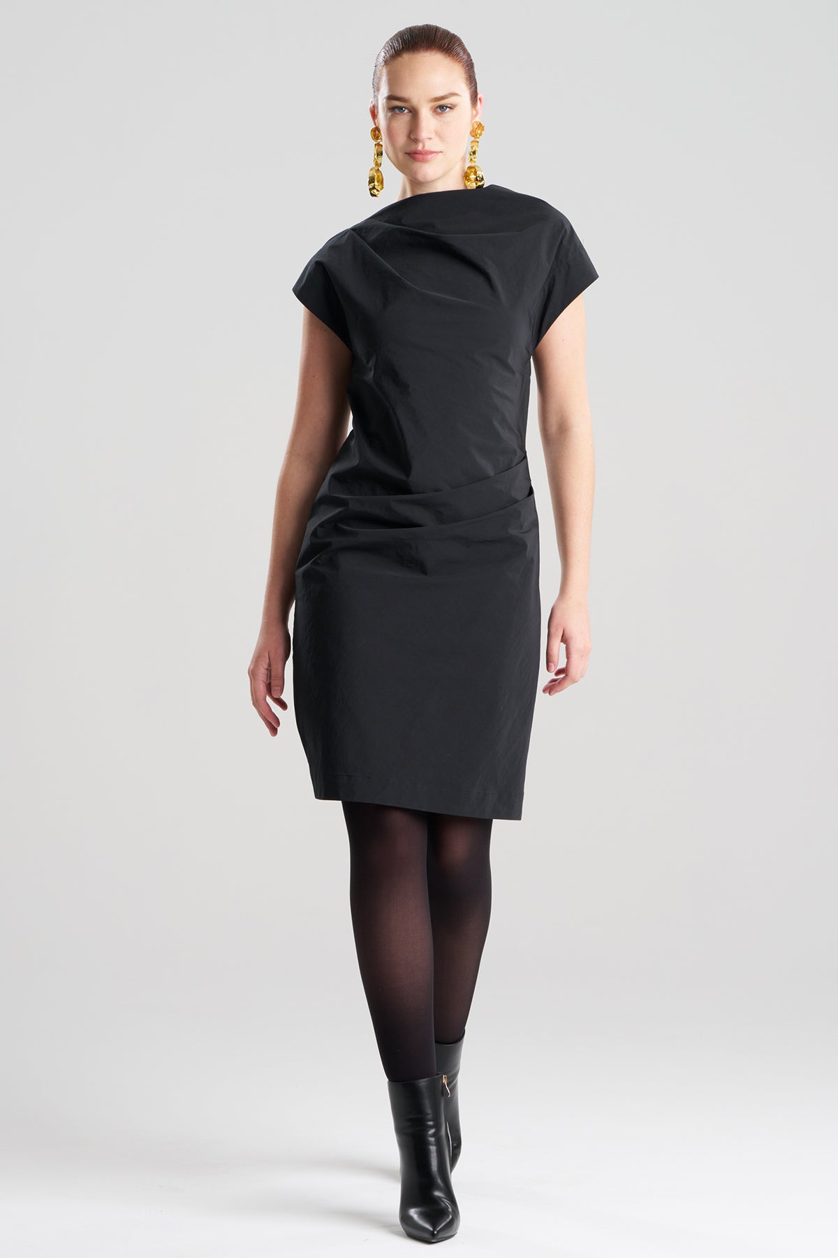 Taffeta Asymmetric Draped Dress