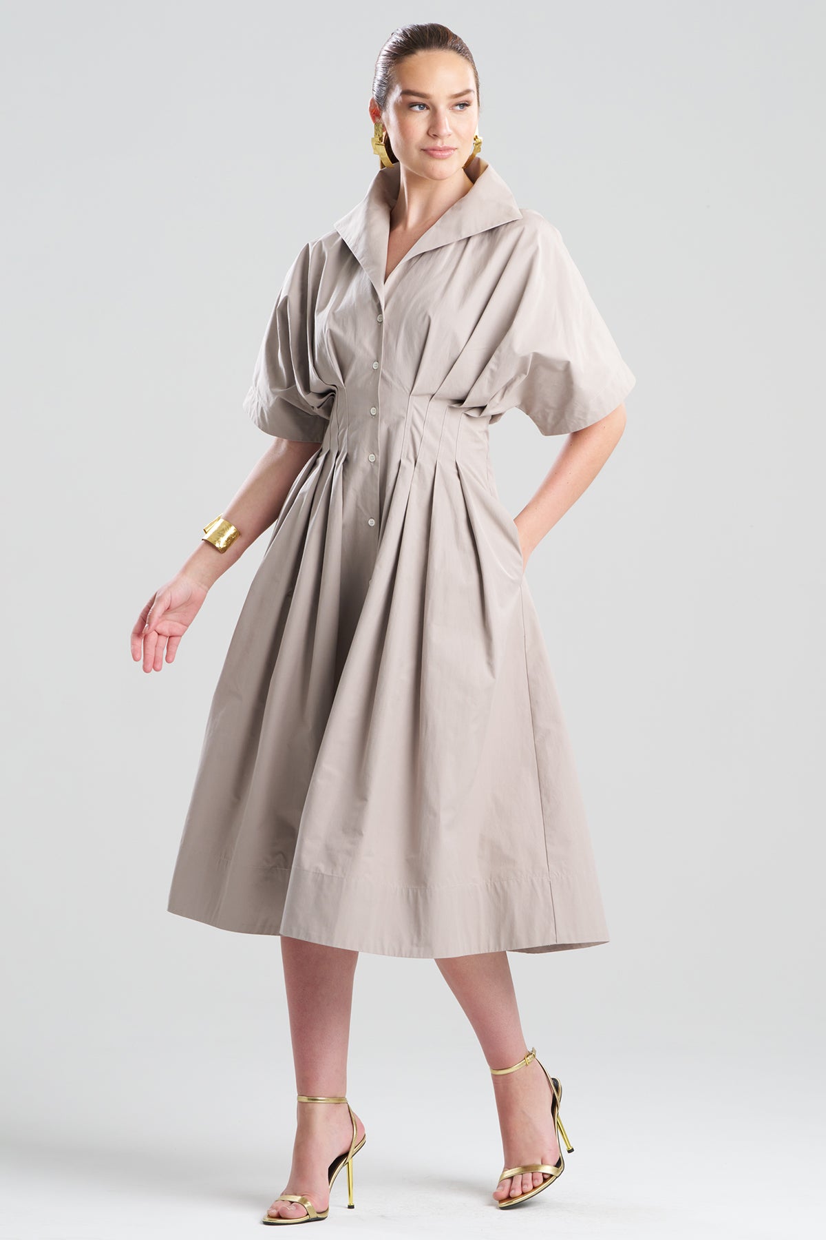 Tech Cotton Taffeta Collar Dress