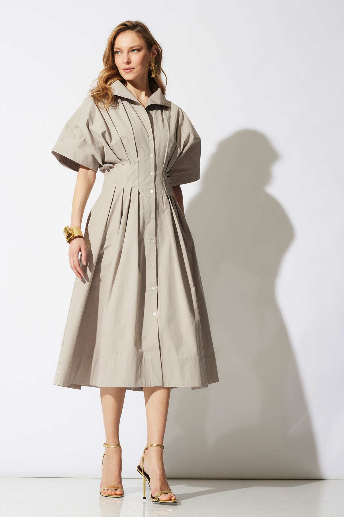 Tech Cotton Taffeta Collar Dress