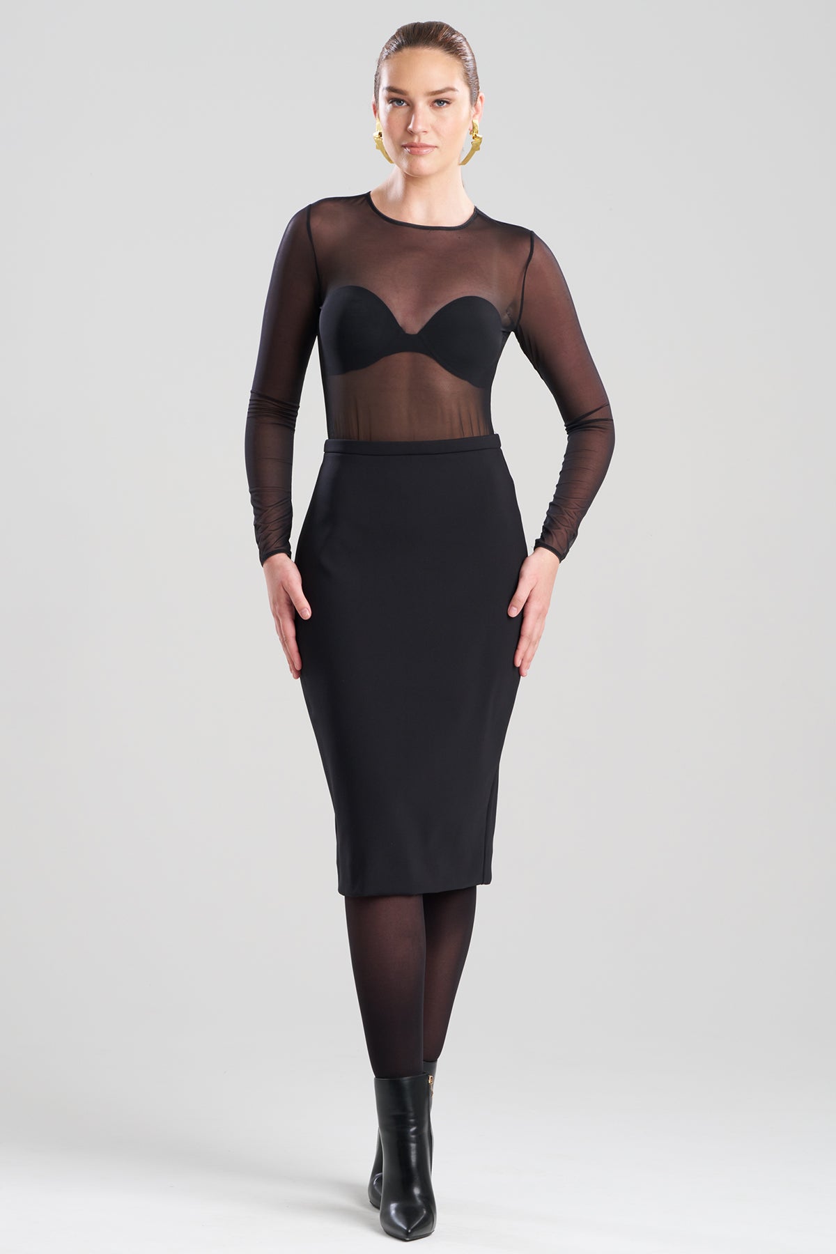Techno Crepe Pencil Skirt