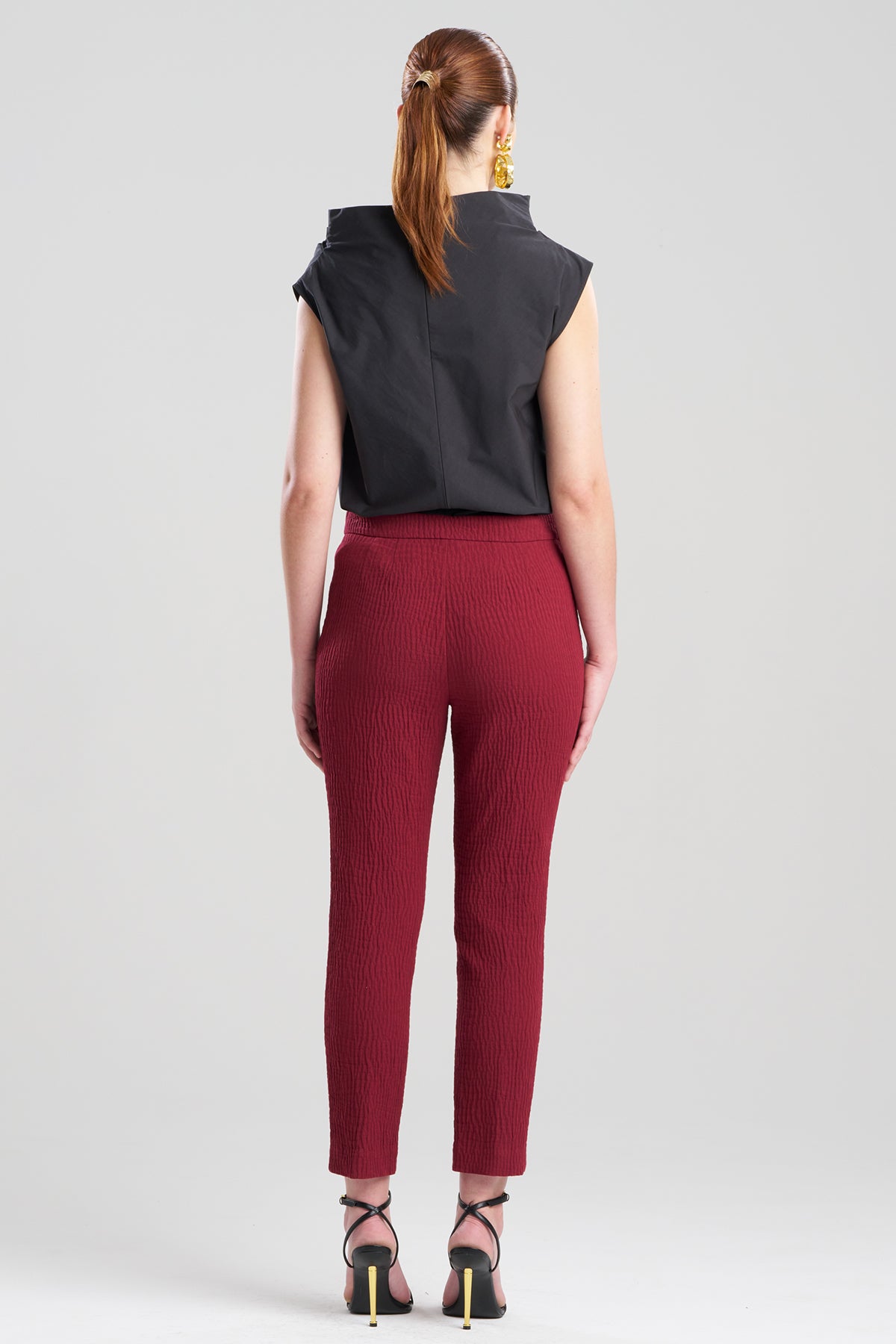Textured Cotton Jacquard Ankle Pants