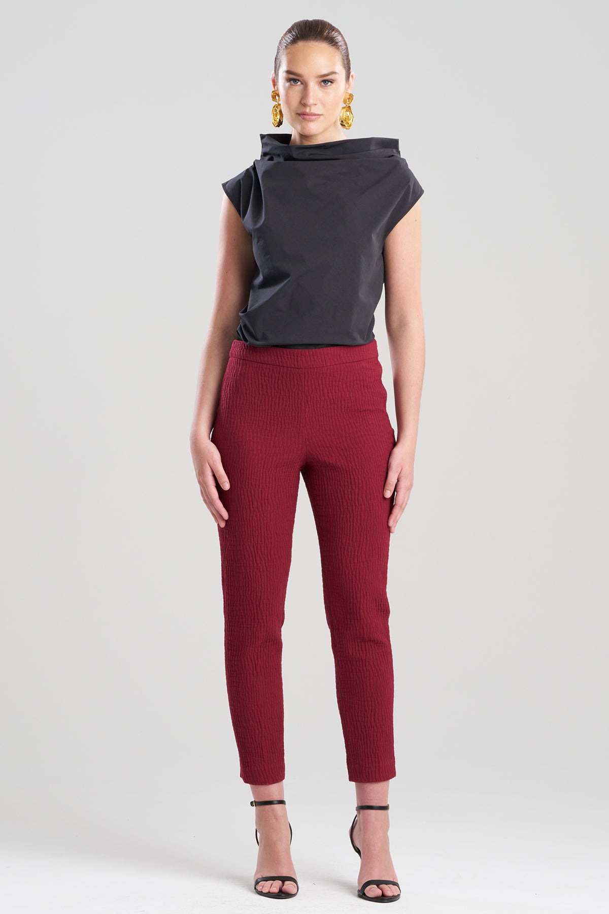 Textured Cotton Jacquard Ankle Pants