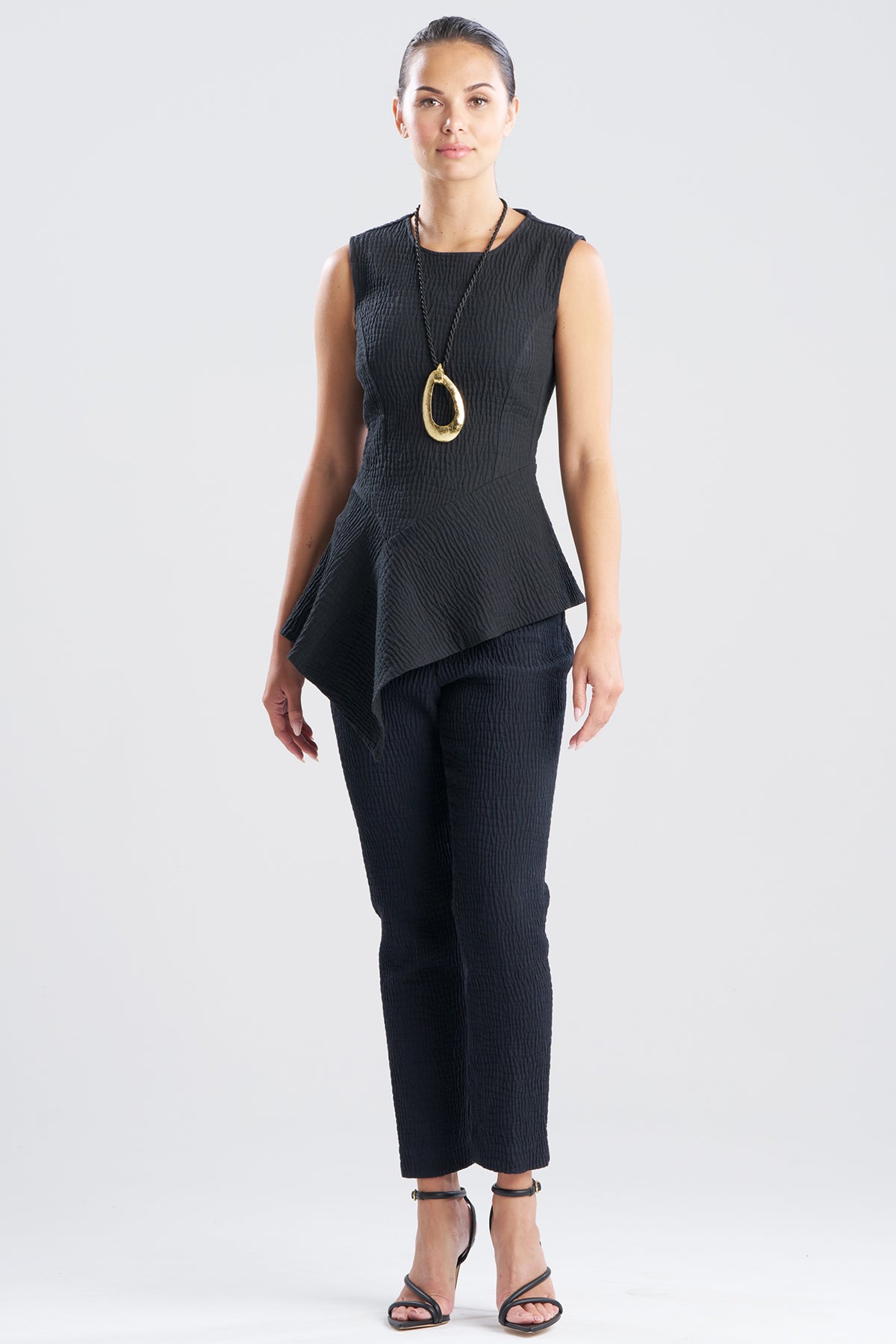 Textured Cotton Jacquard Asymmetric Top