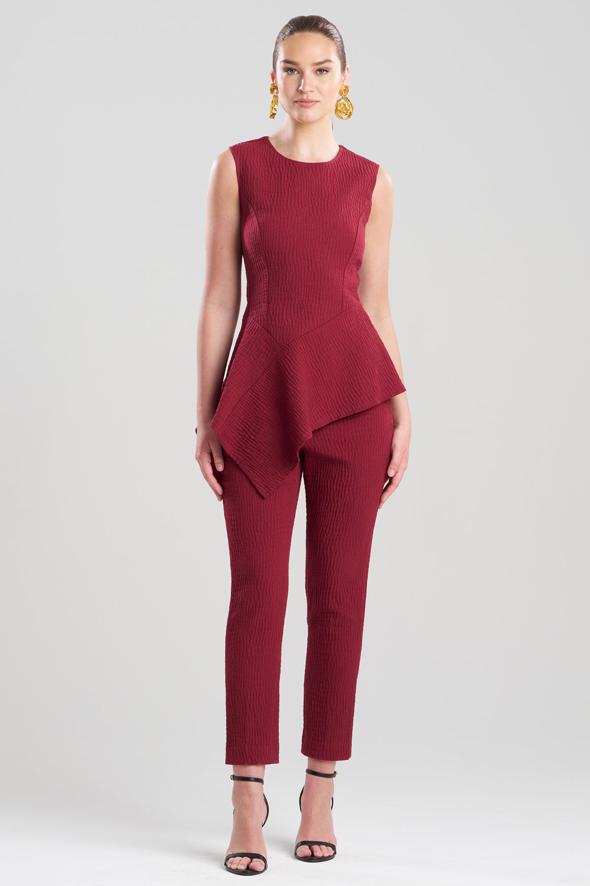 Textured Cotton Jacquard Asymmetric Top