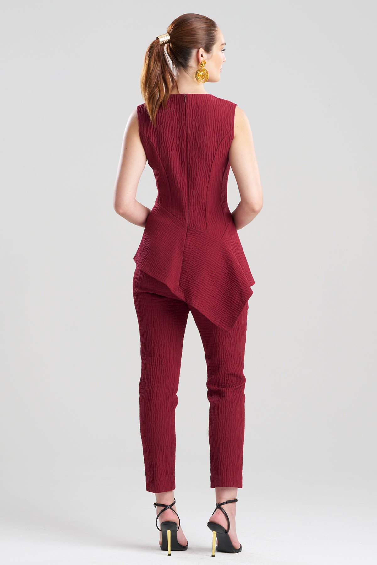 Textured Cotton Jacquard Asymmetric Top