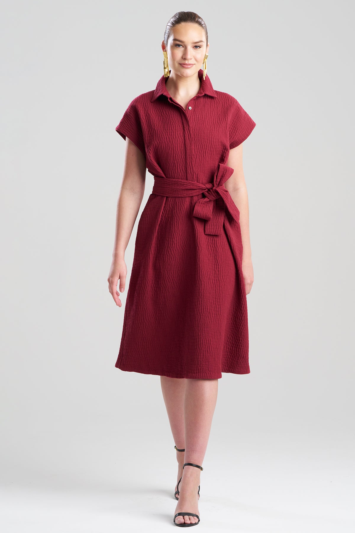 Textured Cotton Jacquard Shirtdress
