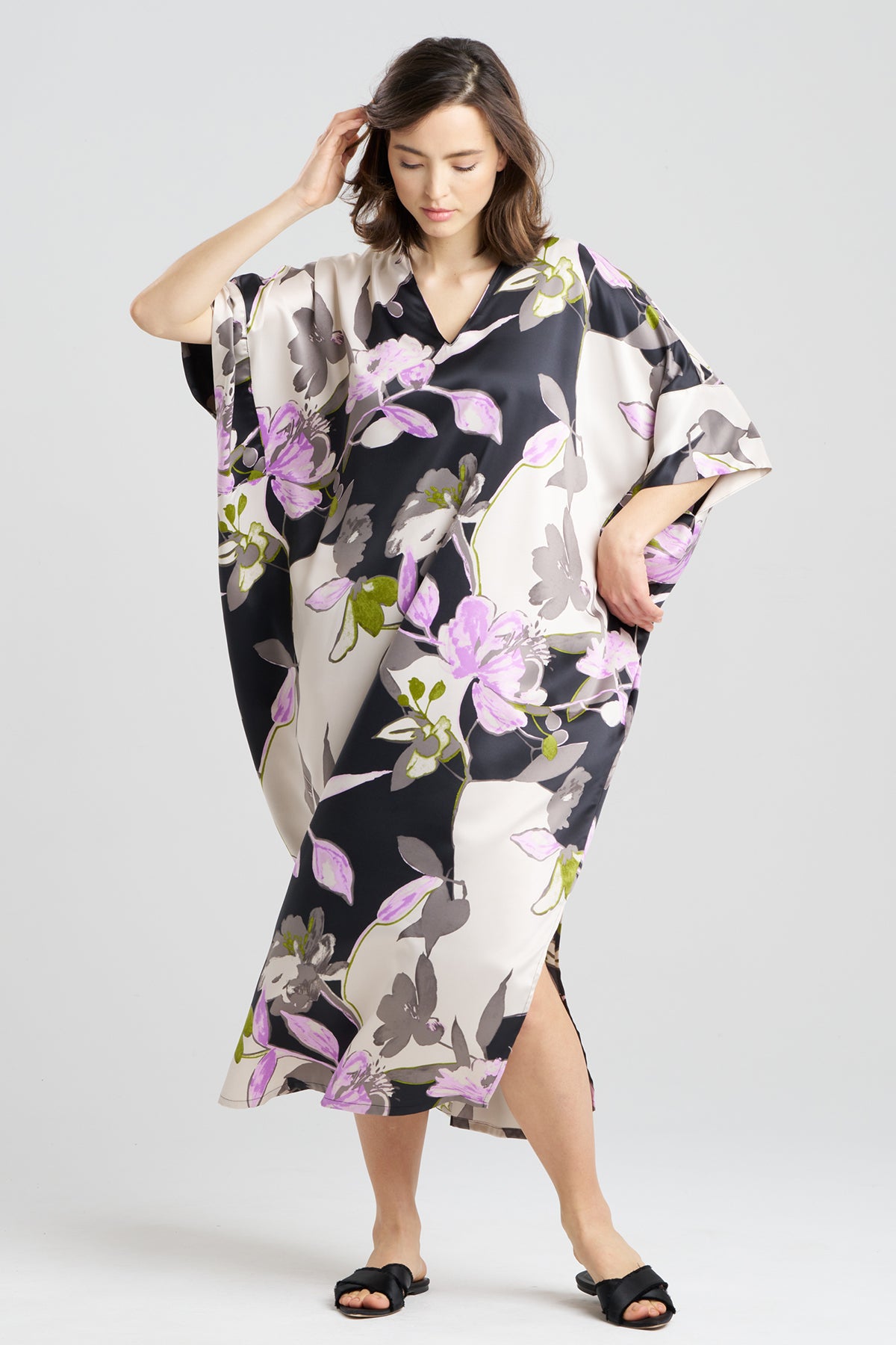 Tsubaki Satin V-Neck Caftan