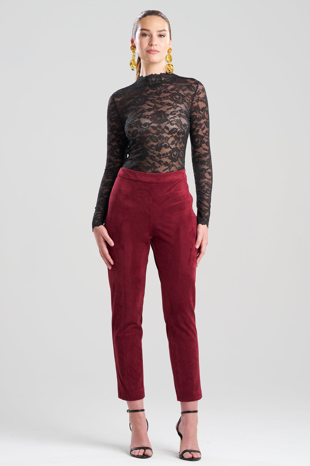 Vegan Luxe Suede Side Zip Ankle Pants